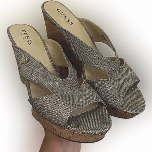 New Authentic Guess Gold Sandals Heels